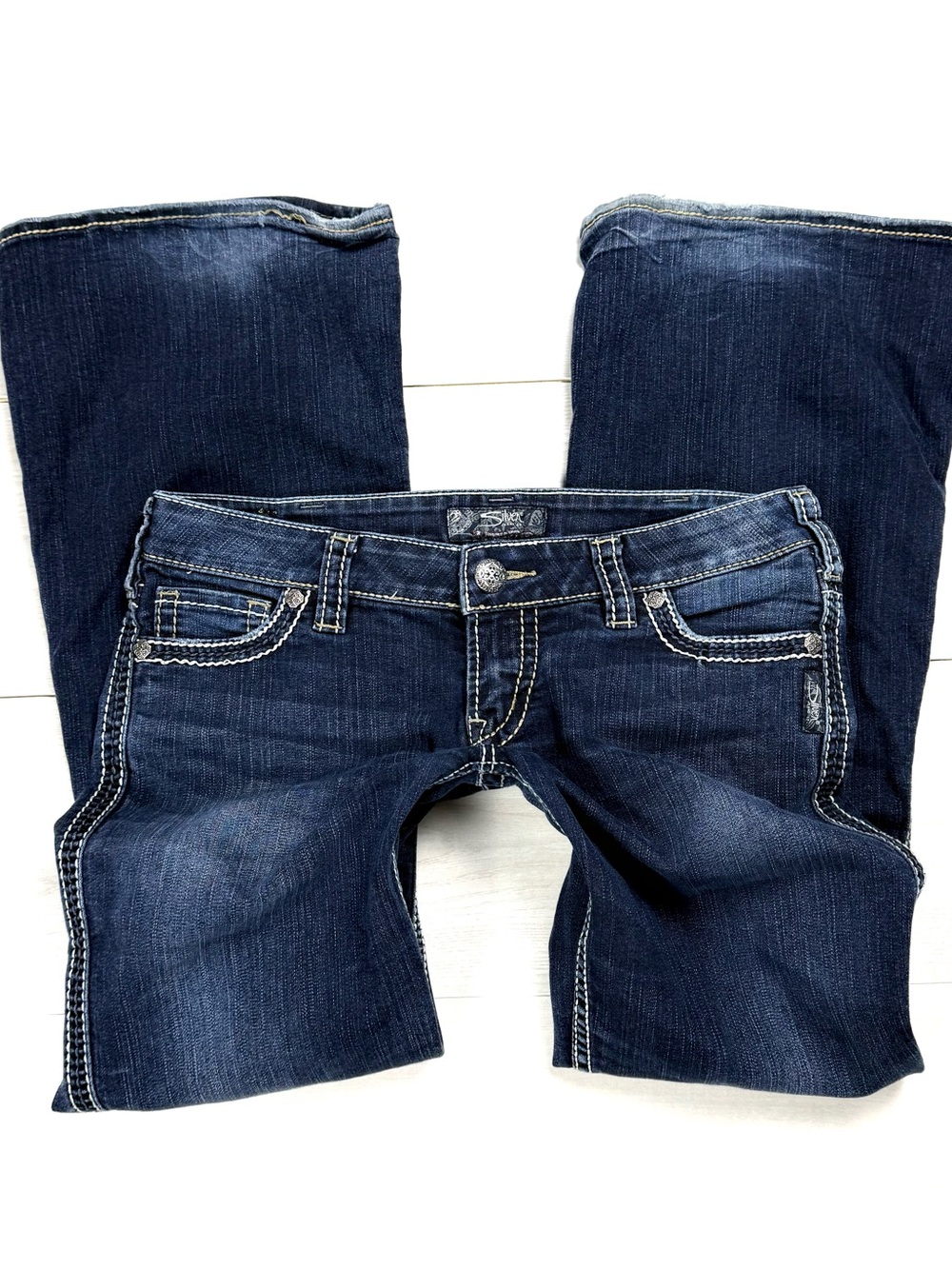 Y2K Silver Jeans Women's Dark Indigo Low Rise Bootcut Jeans